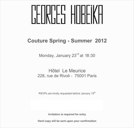 GEORGES HOBEIKA invitation
